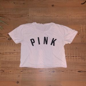 Victoria’s Secret, Pink white cropped tee